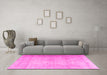 Machine Washable Persian Pink Traditional Rug in a Living Room, wshtr3287pnk