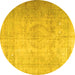 Round Persian Yellow Traditional Rug, tr3287yw