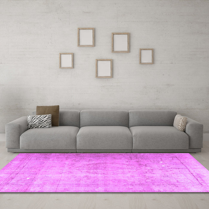 Machine Washable Persian Purple Traditional Area Rugs in a Living Room, wshtr3287pur