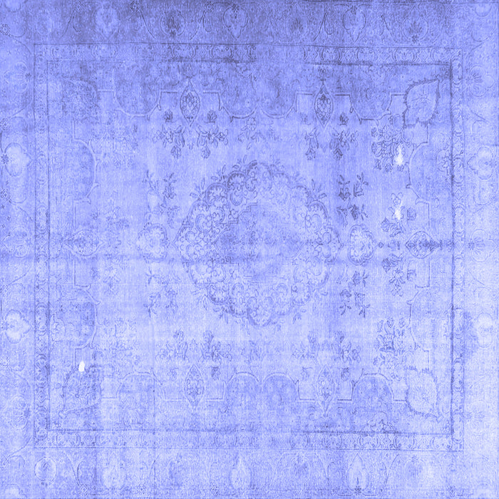 Square Machine Washable Persian Blue Traditional Rug, wshtr3287blu