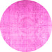 Round Persian Pink Traditional Rug, tr3287pnk