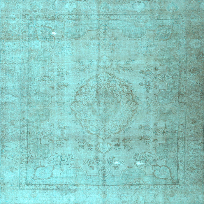 Square Machine Washable Persian Light Blue Traditional Rug, wshtr3287lblu