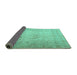 Sideview of Persian Turquoise Traditional Rug, tr3287turq