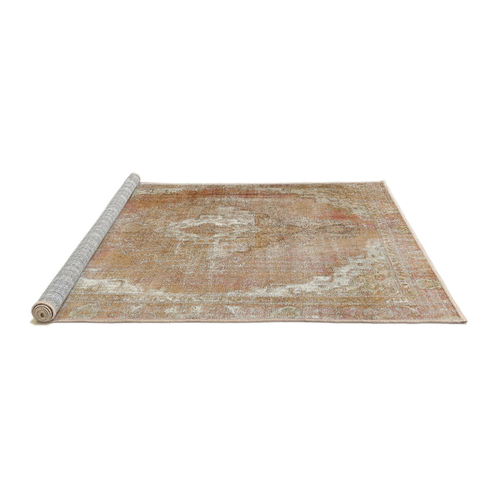 Sideview of Machine Washable Traditional Peru Brown Rug, wshtr3288