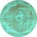 Round Persian Turquoise Traditional Rug, tr3288turq