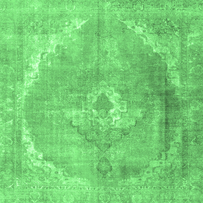 Square Machine Washable Persian Emerald Green Traditional Area Rugs, wshtr3288emgrn