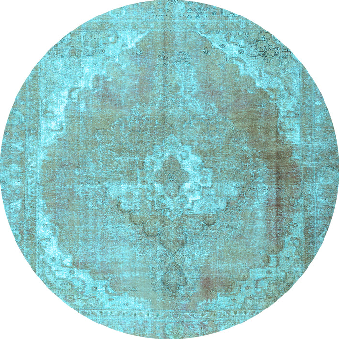 Round Persian Light Blue Traditional Rug, tr3288lblu