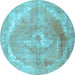 Round Persian Light Blue Traditional Rug, tr3288lblu