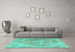 Machine Washable Persian Turquoise Traditional Area Rugs in a Living Room,, wshtr3288turq