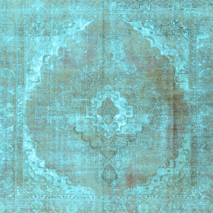 Square Machine Washable Persian Light Blue Traditional Rug, wshtr3288lblu