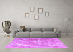 Machine Washable Persian Purple Traditional Area Rugs in a Living Room, wshtr3288pur
