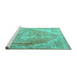 Sideview of Machine Washable Persian Turquoise Traditional Area Rugs, wshtr3288turq