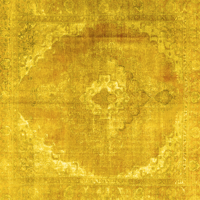 Square Machine Washable Persian Yellow Traditional Rug, wshtr3288yw
