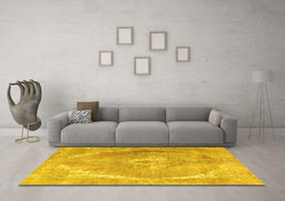 Machine Washable Persian Yellow Traditional Rug in a Living Room, wshtr3288yw