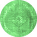 Round Persian Emerald Green Traditional Rug, tr3288emgrn