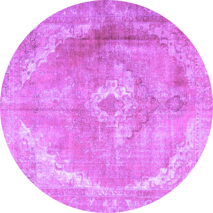 Round Machine Washable Persian Purple Traditional Area Rugs, wshtr3288pur