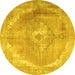 Round Persian Yellow Traditional Rug, tr3288yw