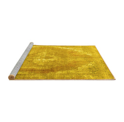 Sideview of Machine Washable Persian Yellow Traditional Rug, wshtr3288yw