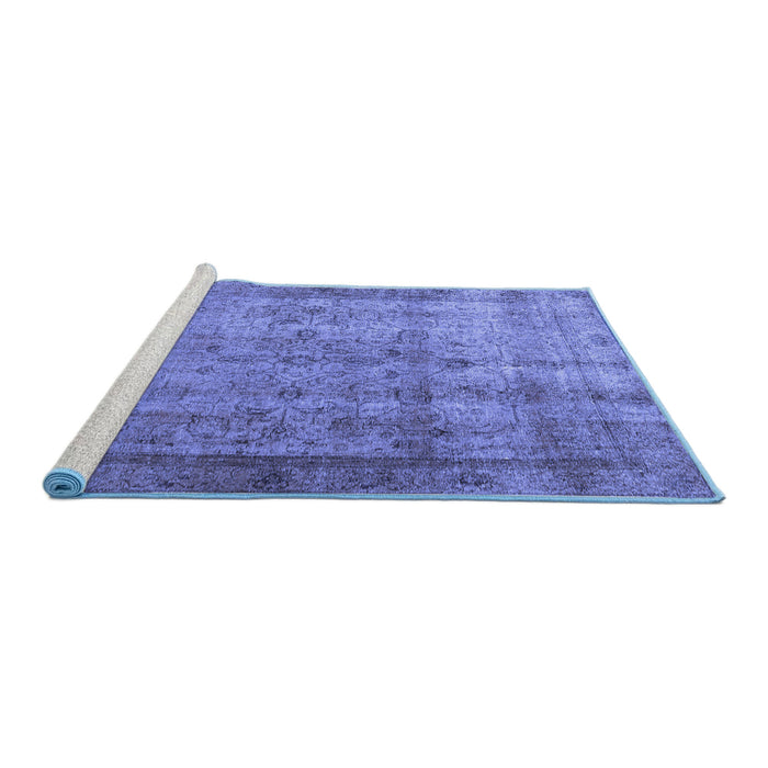 Sideview of Machine Washable Persian Blue Traditional Rug, wshtr3289blu