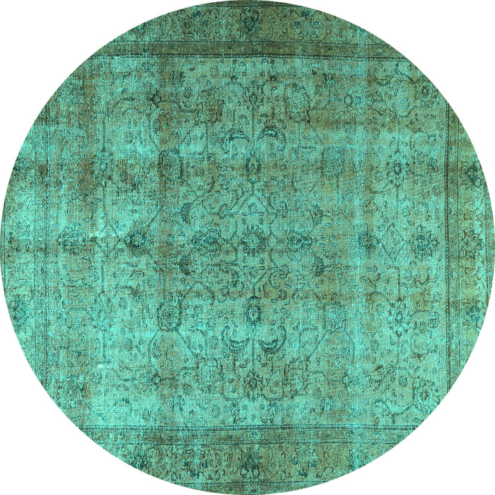 Round Machine Washable Persian Turquoise Traditional Area Rugs, wshtr3289turq
