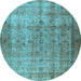Round Persian Light Blue Traditional Rug, tr3289lblu