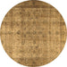 Round Persian Brown Traditional Rug, tr3289brn