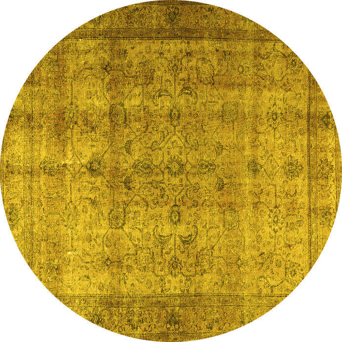 Round Persian Yellow Traditional Rug, tr3289yw