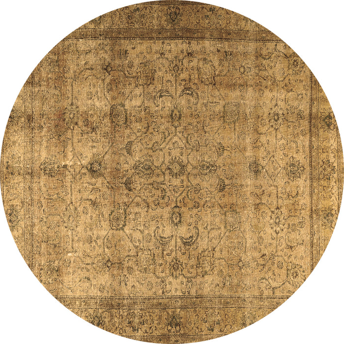 Round Machine Washable Persian Brown Traditional Rug, wshtr3289brn