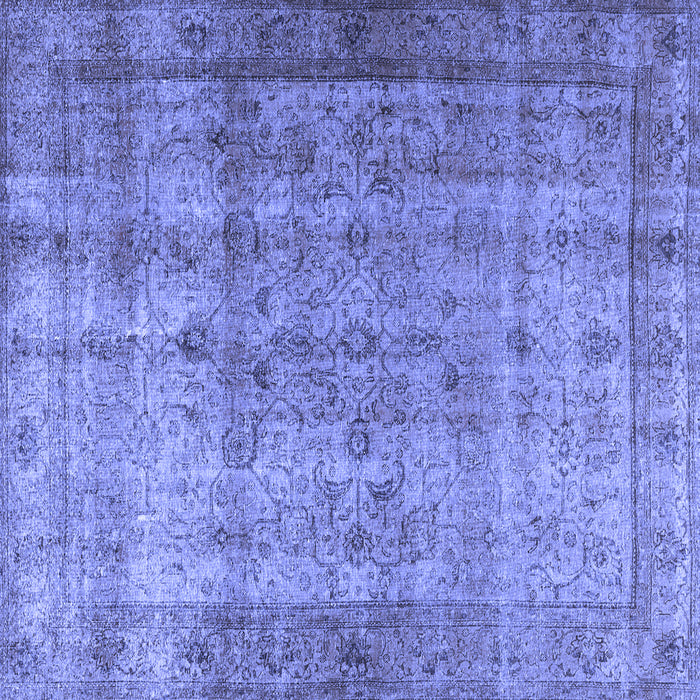 Square Machine Washable Persian Blue Traditional Rug, wshtr3289blu