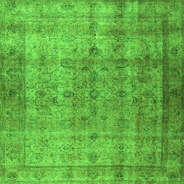 Round Machine Washable Persian Green Traditional Area Rugs, wshtr3289grn