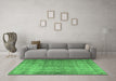 Machine Washable Persian Emerald Green Traditional Area Rugs in a Living Room,, wshtr3289emgrn