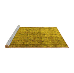Sideview of Machine Washable Persian Yellow Traditional Rug, wshtr3289yw