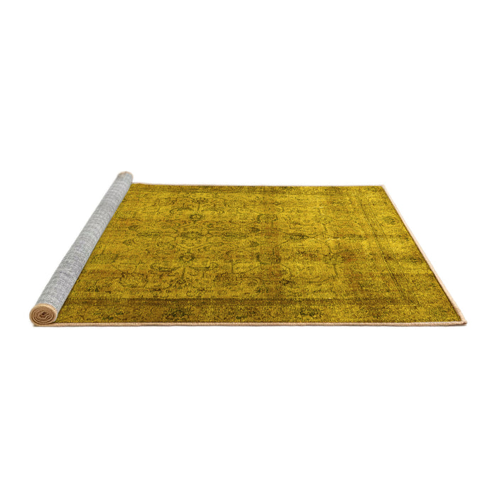 Sideview of Machine Washable Persian Yellow Traditional Rug, wshtr3289yw