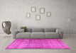 Machine Washable Persian Pink Traditional Rug in a Living Room, wshtr3289pnk