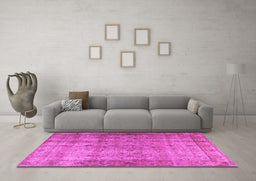 Machine Washable Persian Pink Traditional Rug in a Living Room, wshtr3289pnk