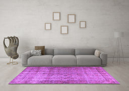 Machine Washable Persian Purple Traditional Area Rugs in a Living Room, wshtr3289pur
