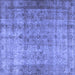 Square Persian Blue Traditional Rug, tr3289blu