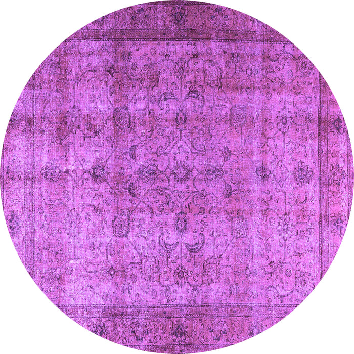 Round Machine Washable Persian Purple Traditional Area Rugs, wshtr3289pur