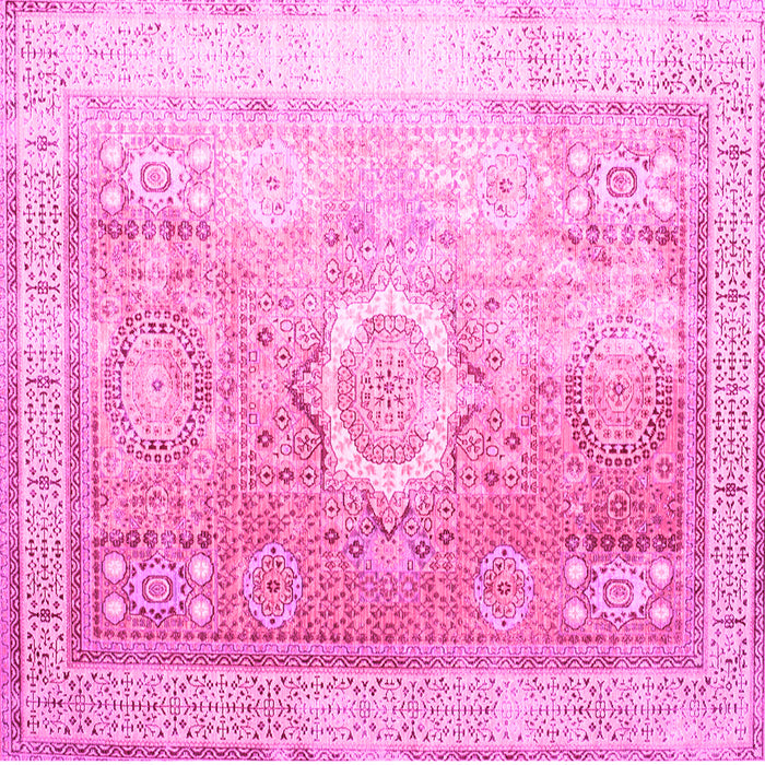 Square Machine Washable Persian Pink Traditional Rug, wshtr328pnk