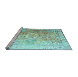Sideview of Machine Washable Persian Light Blue Traditional Rug, wshtr328lblu