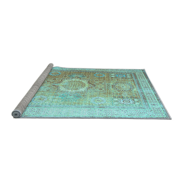 Sideview of Machine Washable Persian Light Blue Traditional Rug, wshtr328lblu