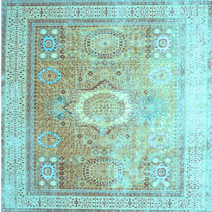 Square Machine Washable Persian Light Blue Traditional Rug, wshtr328lblu