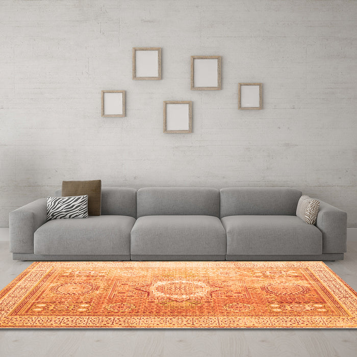Machine Washable Persian Orange Traditional Area Rugs in a Living Room, wshtr328org