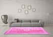 Machine Washable Persian Pink Traditional Rug in a Living Room, wshtr328pnk