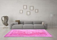 Machine Washable Persian Pink Traditional Rug, wshtr328pnk