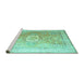 Sideview of Machine Washable Persian Turquoise Traditional Area Rugs, wshtr328turq