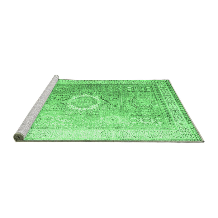 Sideview of Machine Washable Persian Emerald Green Traditional Area Rugs, wshtr328emgrn