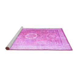Sideview of Machine Washable Persian Purple Traditional Area Rugs, wshtr328pur