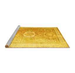 Sideview of Machine Washable Persian Yellow Traditional Rug, wshtr328yw