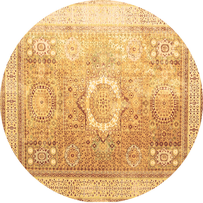 Round Machine Washable Persian Brown Traditional Rug, wshtr328brn